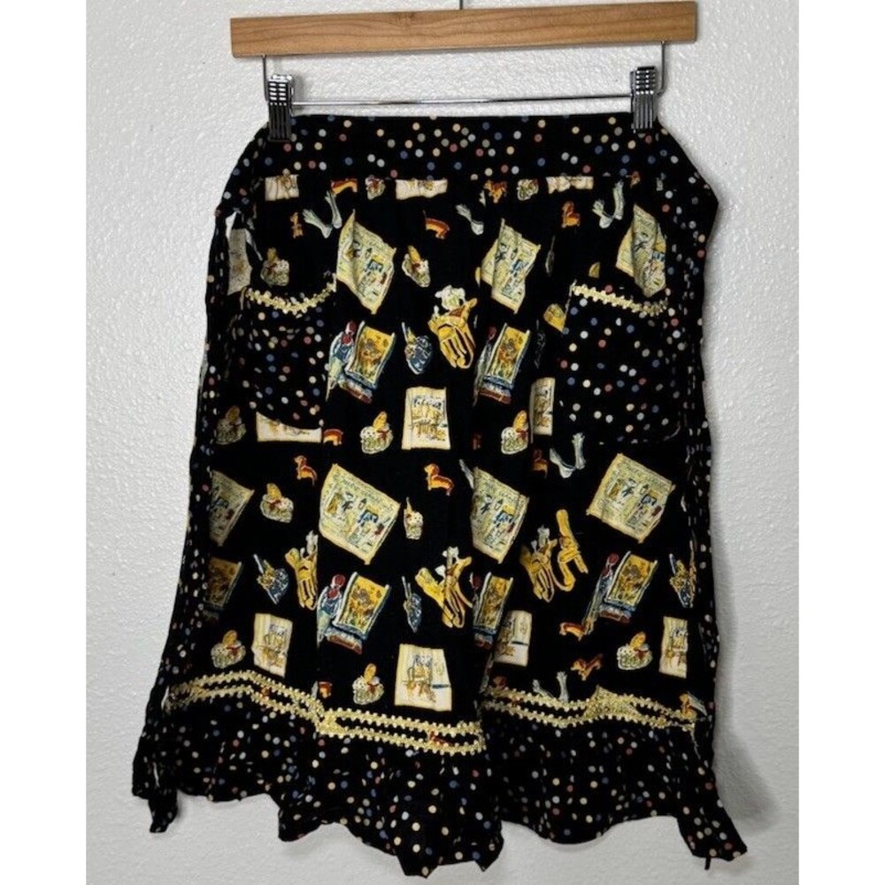 Vintage April Cornell Apron Bistro Cafe Weiner Dog Cottagecore French Pockets